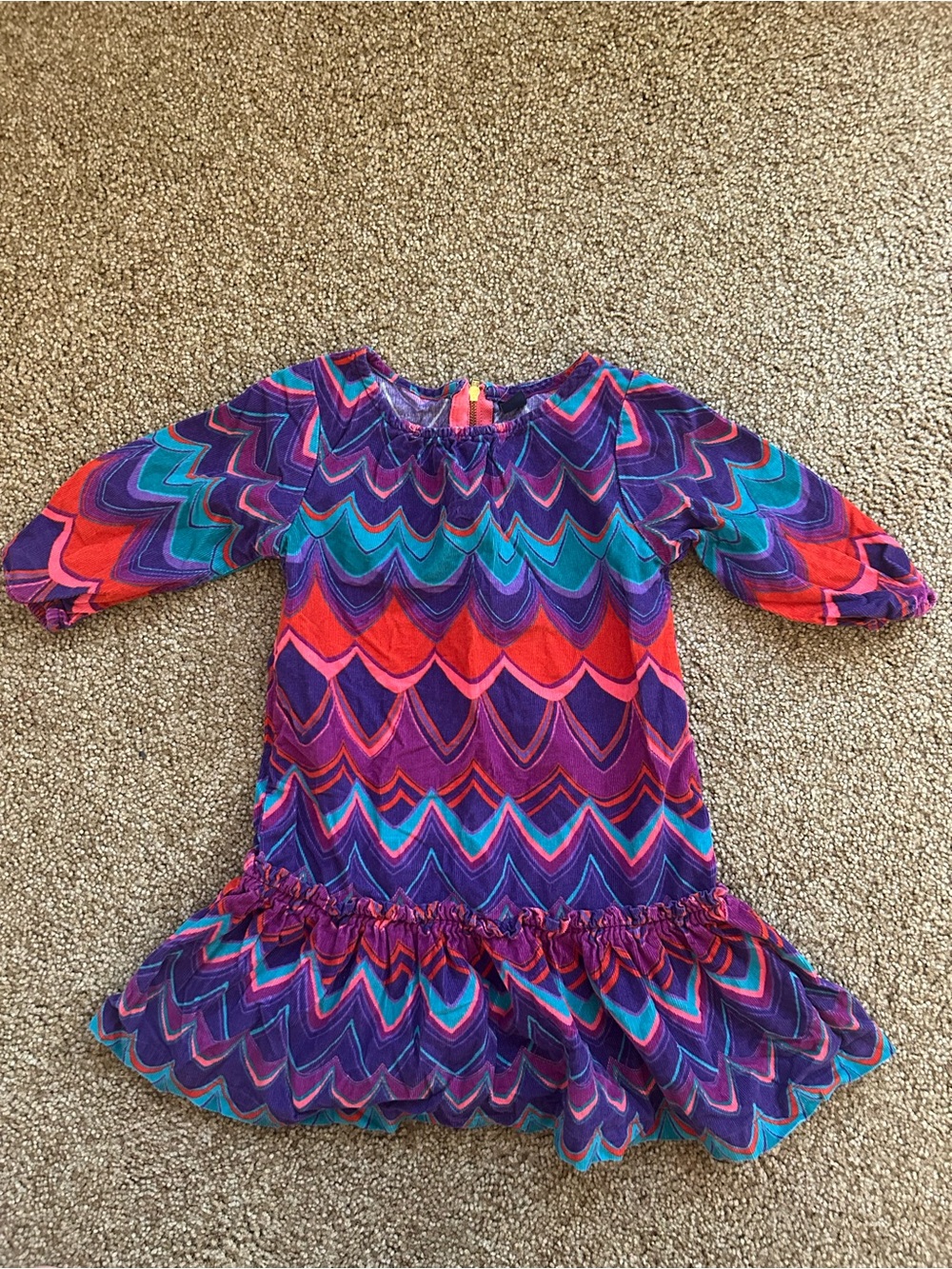 GAP Purple Chevron Ruffle Hem Dress